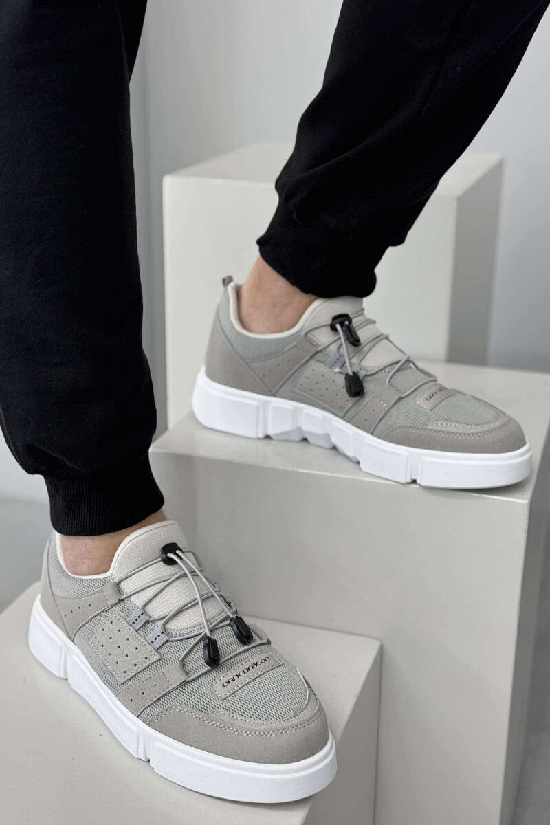 ELASTIC LACES SIMPLE MEN SNEAKERS LIGHT GREY/GZ - 1