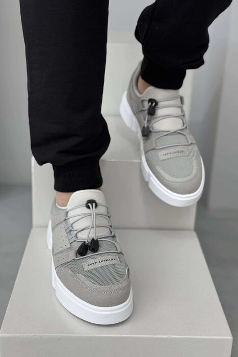 ELASTIC LACES SIMPLE MEN SNEAKERS LIGHT GREY/GZ - 3
