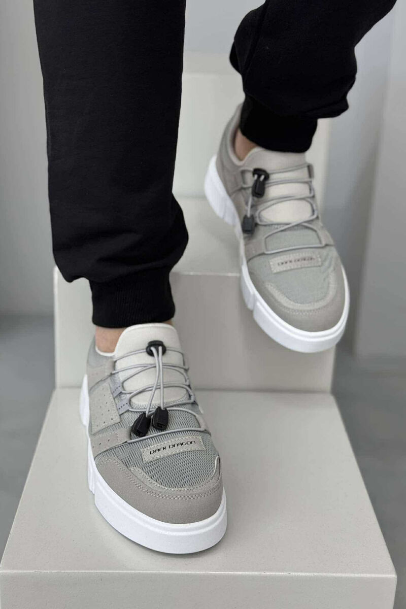 ELASTIC LACES SIMPLE MEN SNEAKERS LIGHT GREY/GZ - 3