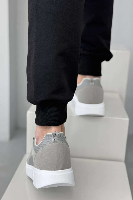 ELASTIC LACES SIMPLE MEN SNEAKERS LIGHT GREY/GZ - 4