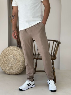 ELASTIC LACING WAIST MEN SWEATPANTS BROWN/KAFE 