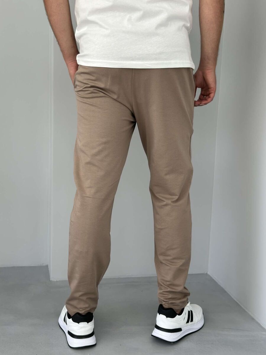 ELASTIC LACING WAIST MEN SWEATPANTS BROWN/KAFE - 4