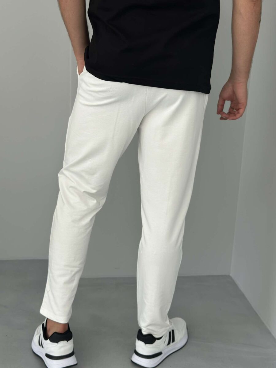 ELASTIC LACING WAIST MEN SWEATPANTS WHITE-E BARDHE - 3