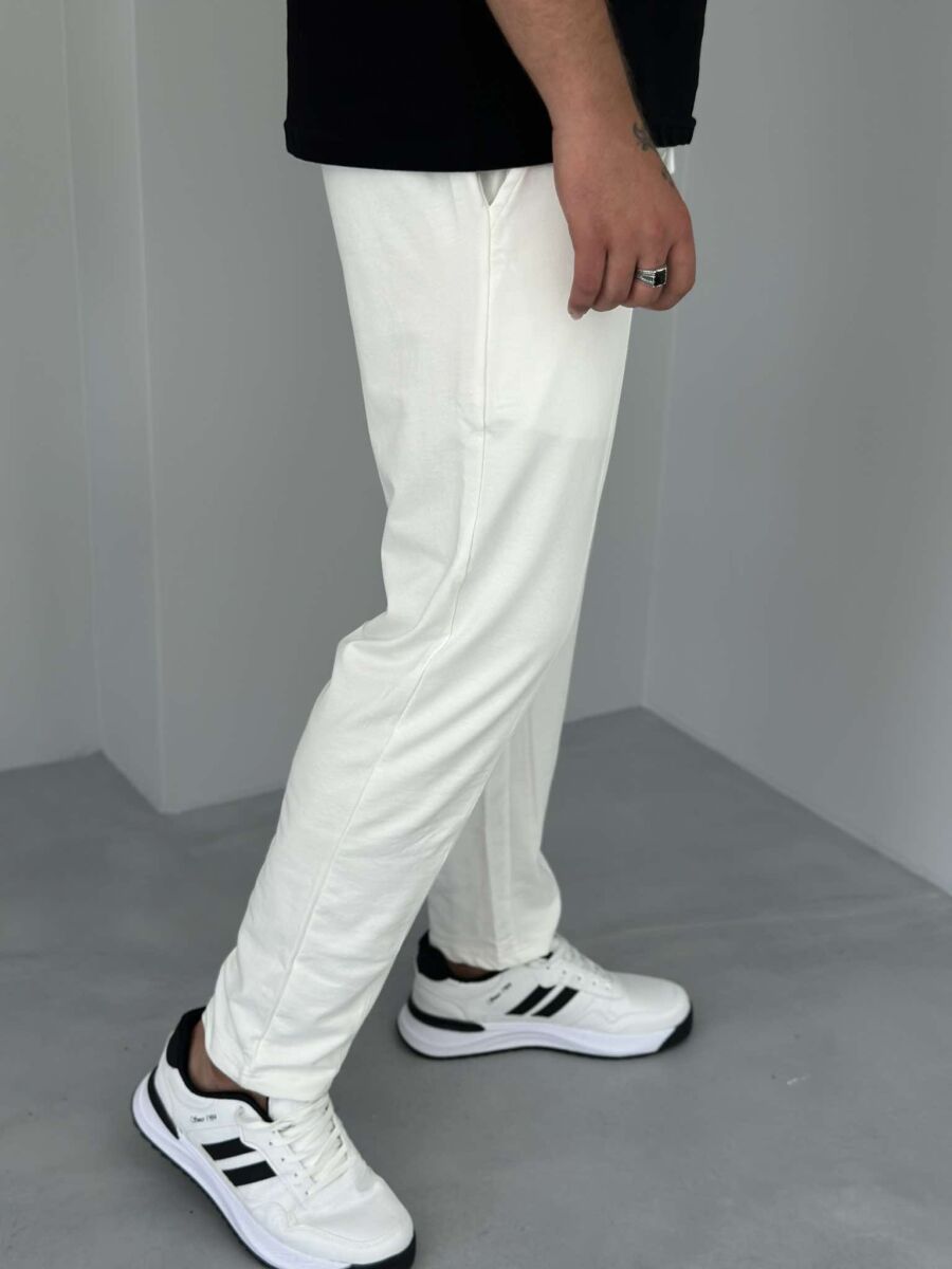 ELASTIC LACING WAIST MEN SWEATPANTS WHITE-E BARDHE - 5