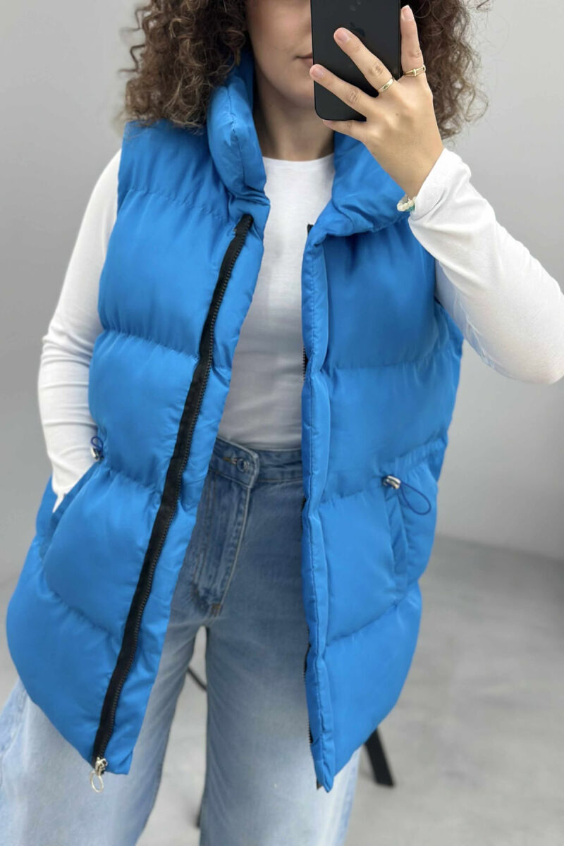 ELASTIC LACING WAIST WOMEN VEST BLUE/BLU - 3