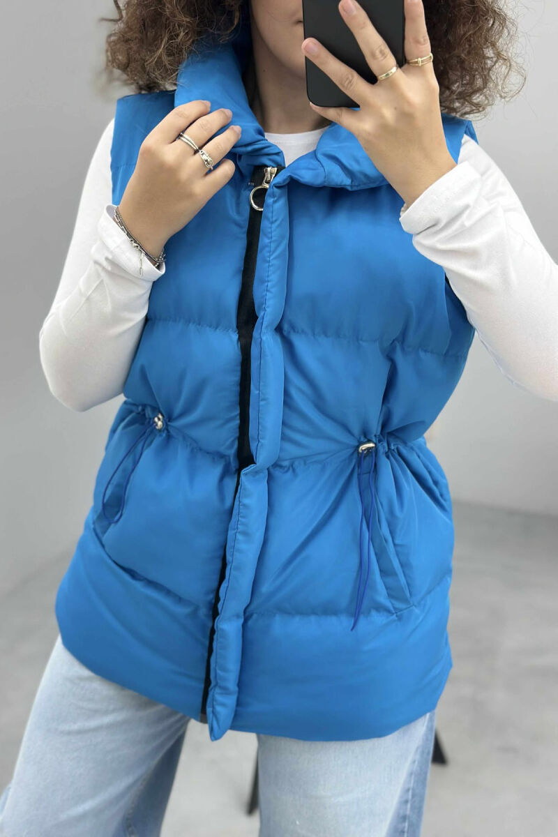 ELASTIC LACING WAIST WOMEN VEST BLUE/BLU - 4