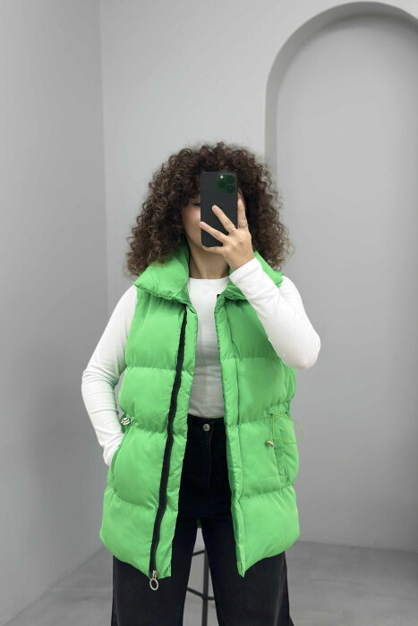 ELASTIC LACING WAIST WOMEN VEST GREEN/JESHILE - 2