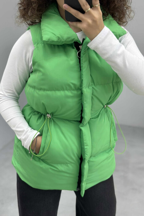 ELASTIC LACING WAIST WOMEN VEST GREEN/JESHILE - 3