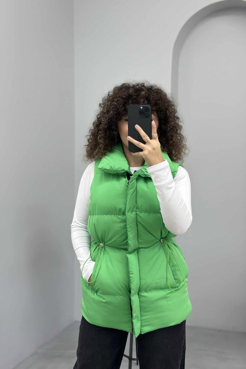 ELASTIC LACING WAIST WOMEN VEST GREEN/JESHILE - 4