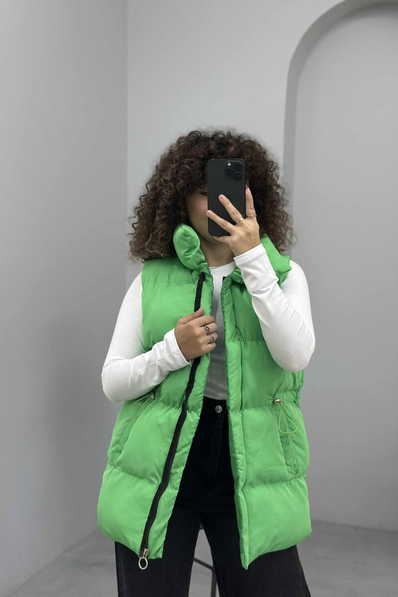 ELASTIC LACING WAIST WOMEN VEST GREEN/JESHILE - 5