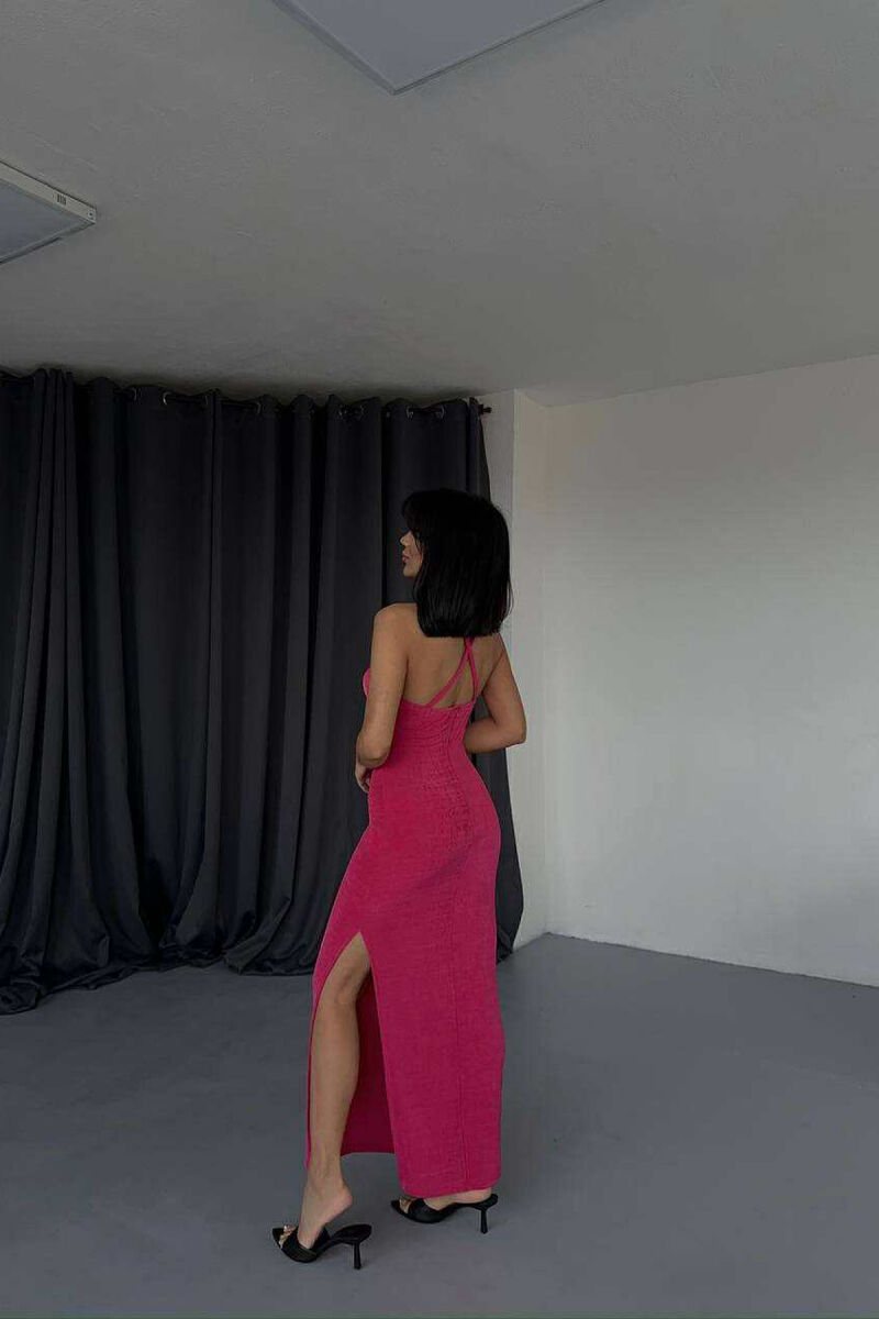 ELASTIC ONE COLOR LONG WOMEN DRESS FUCHSIA/CIKLAMI - 7