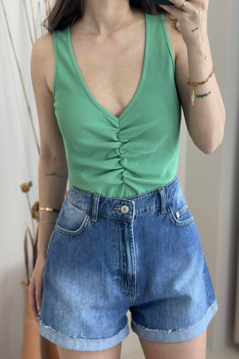 ELASTIC ONE COLOR WOMEN BODY GREEN/JESHILE - 3