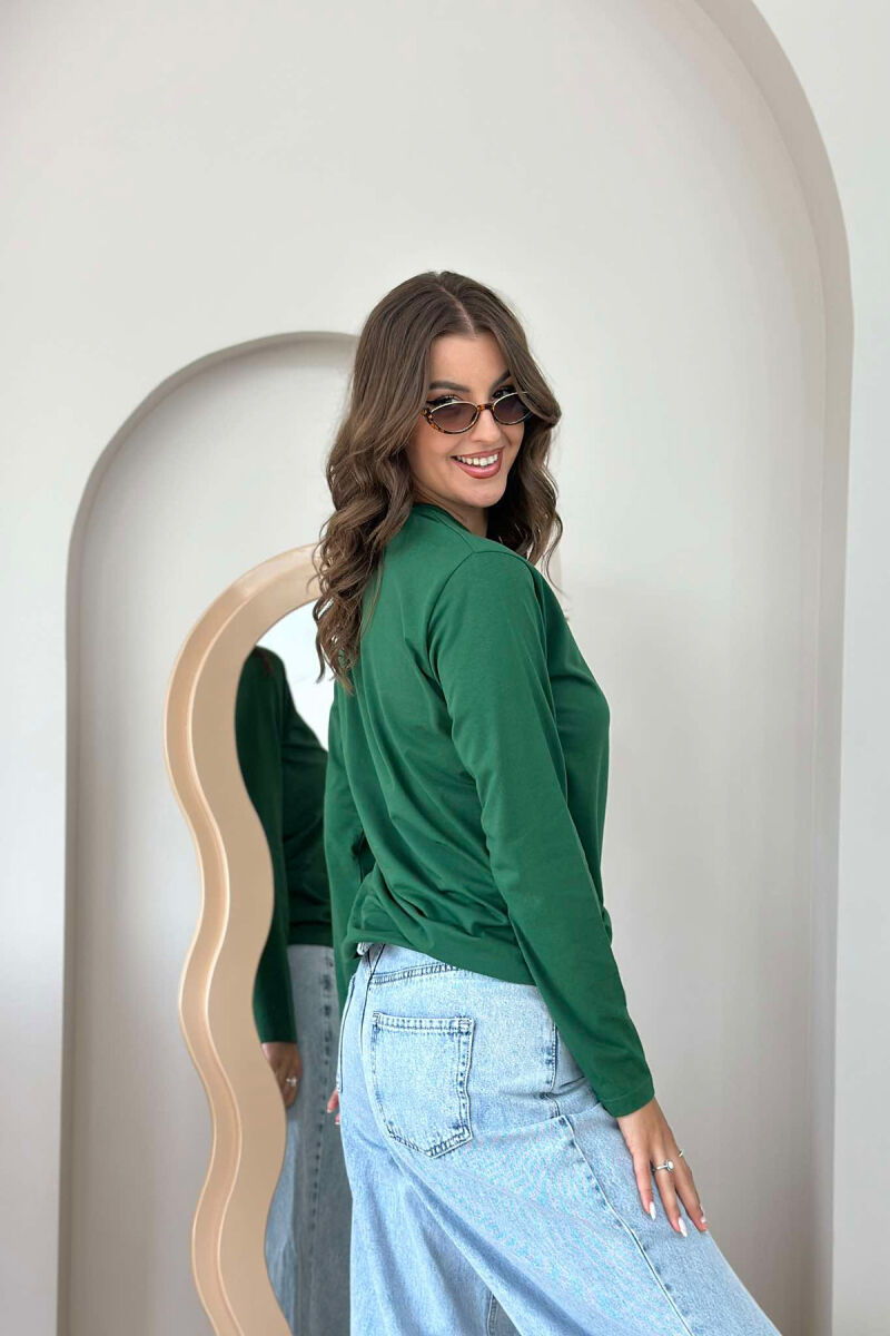 ELASTIC ONE COLOR WOMEN SWEATSHIRT GREEN/JESHILE - 2