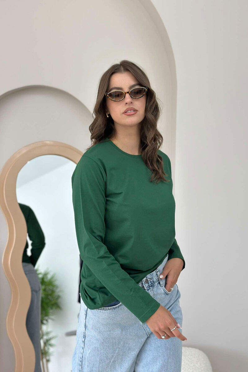 ELASTIC ONE COLOR WOMEN SWEATSHIRT GREEN/JESHILE - 3