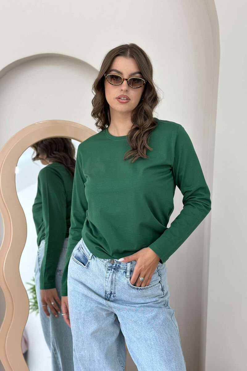 ELASTIC ONE COLOR WOMEN SWEATSHIRT GREEN/JESHILE - 4