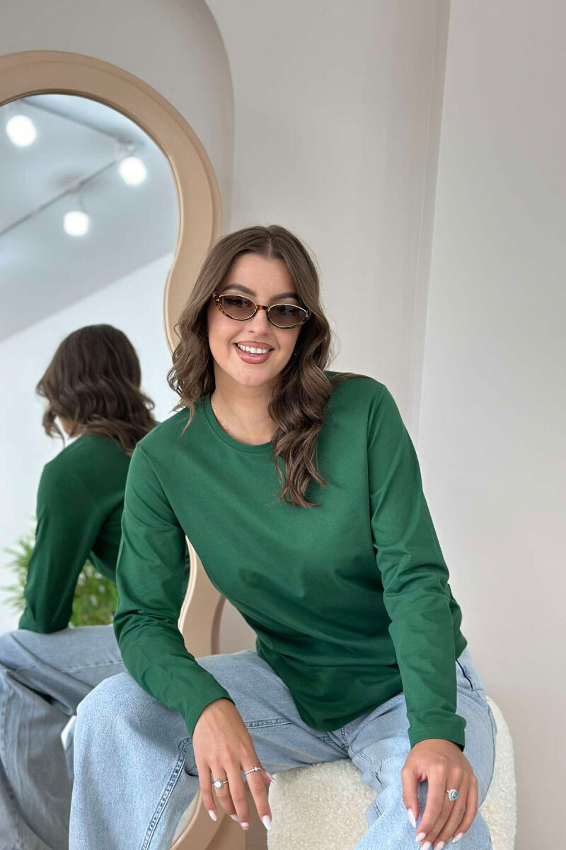 ELASTIC ONE COLOR WOMEN SWEATSHIRT GREEN/JESHILE - 5