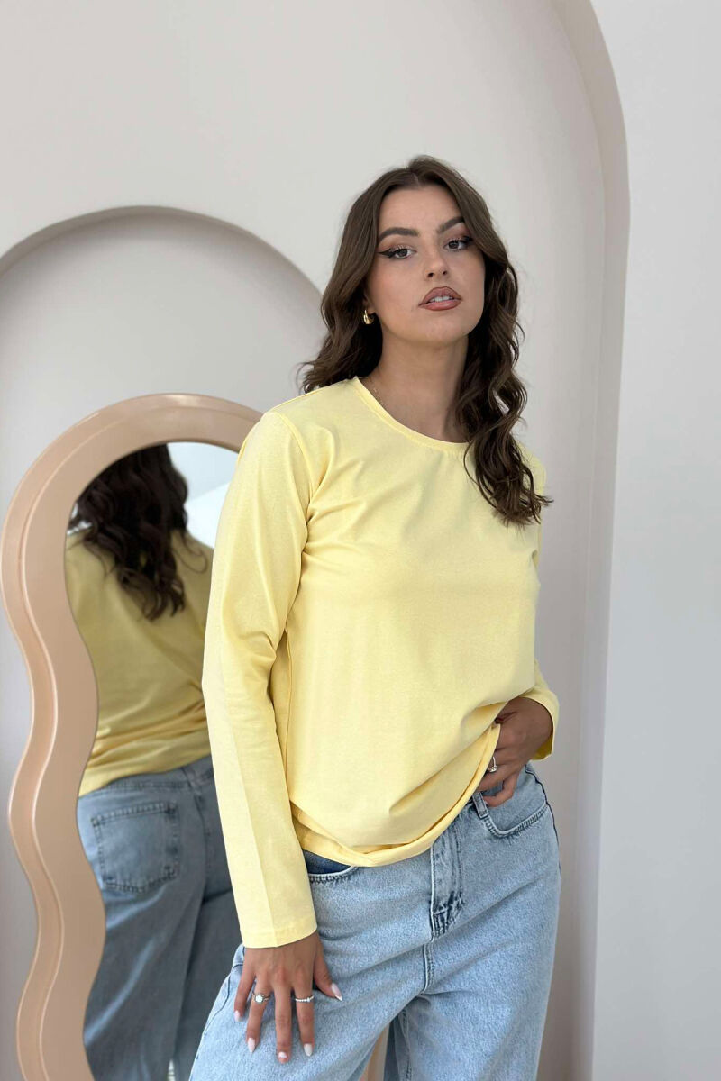 ELASTIC ONE COLOR WOMEN SWEATSHIRT YELLOW/E VERDHE - 1