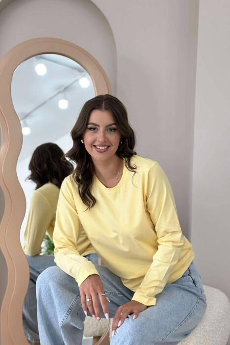 ELASTIC ONE COLOR WOMEN SWEATSHIRT YELLOW/E VERDHE - 3