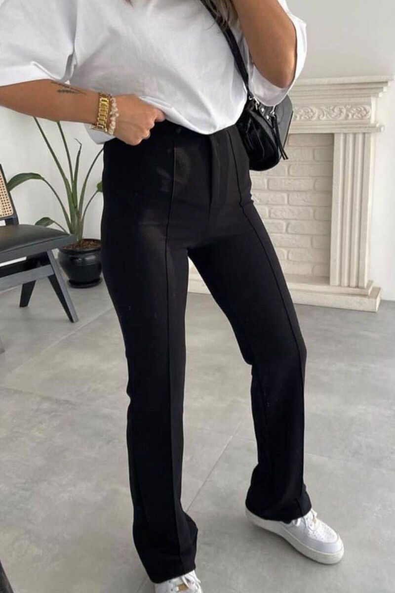 ELASTIC ONE COLOR WOMEN TROUSERS BLACK/ E ZEZE - 3