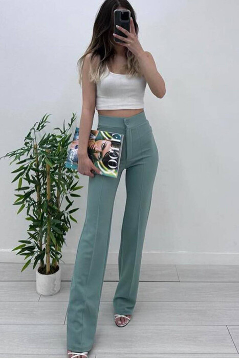 ELASTIC WOMEN TROUSERS IN MINT COLOR 