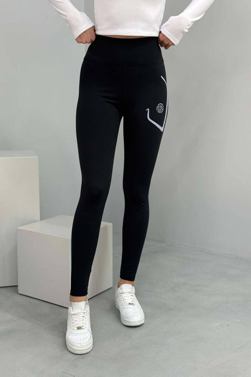 ELASTIC TRAINING WOMEN LEGGINGS IN BLACK - 1