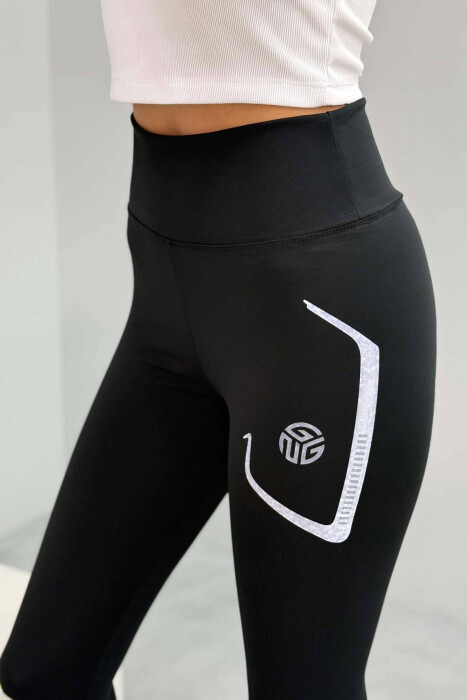 ELASTIC TRAINING WOMEN LEGGINGS IN BLACK - 2