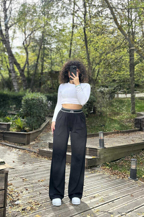 ELASTIC WAIST ALO WRITTING WOMEN TROUSERS BLACK/ E ZEZE - 1