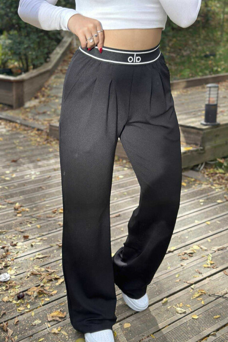 ELASTIC WAIST ALO WRITTING WOMEN TROUSERS BLACK/ E ZEZE - 3