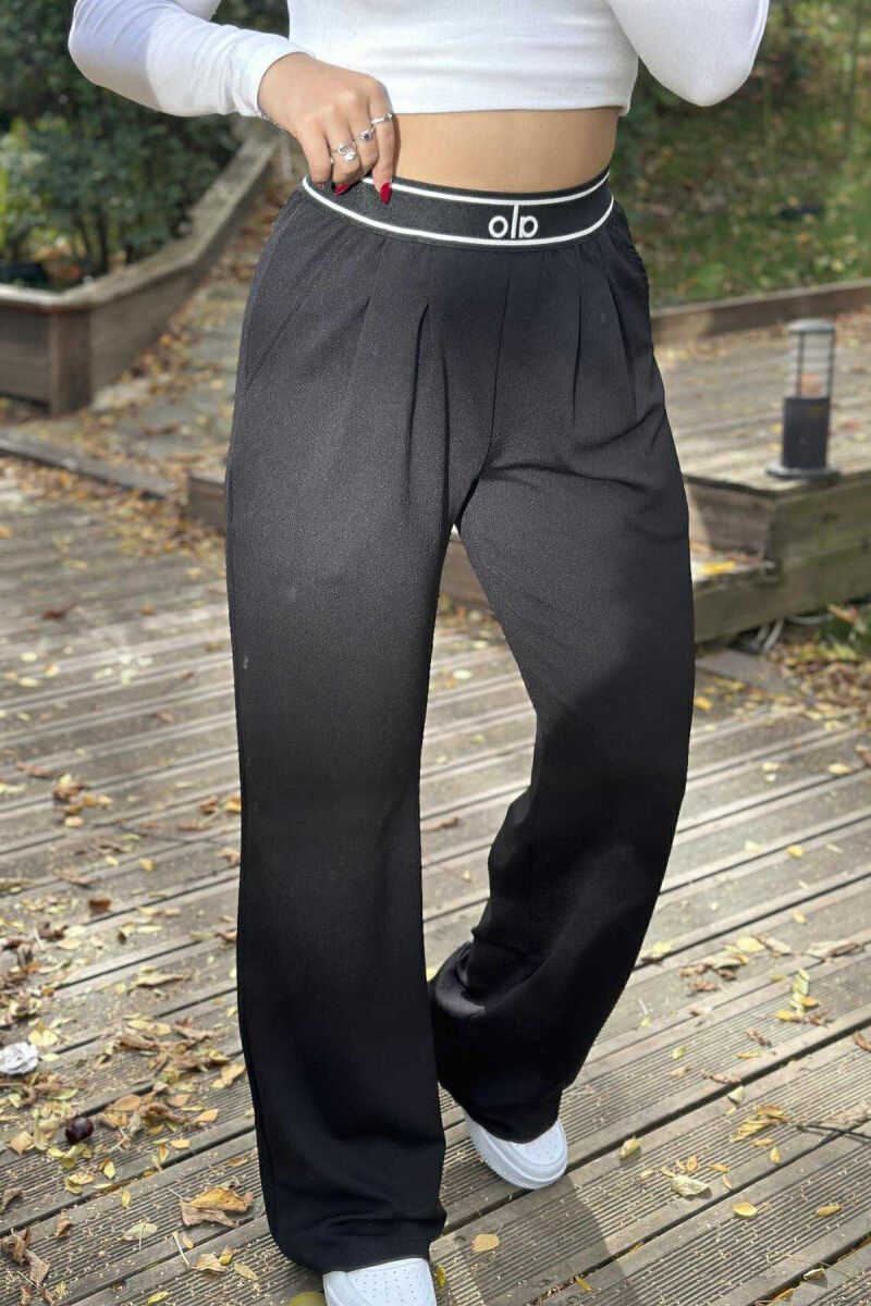 ELASTIC WAIST ALO WRITTING WOMEN TROUSERS BLACK/ E ZEZE - 3