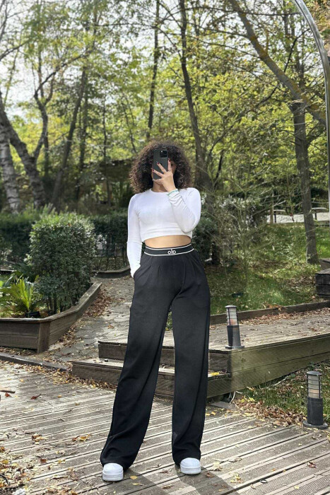 ELASTIC WAIST ALO WRITTING WOMEN TROUSERS BLACK/ E ZEZE - 2