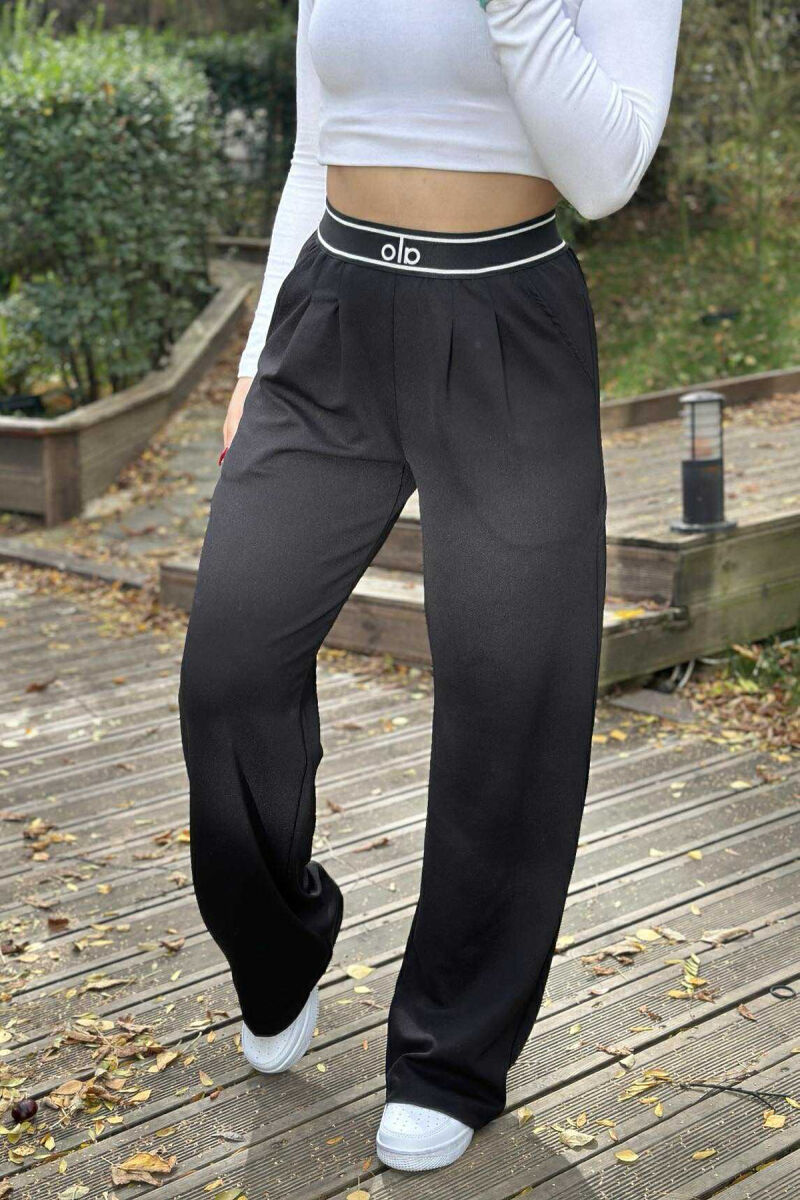 ELASTIC WAIST ALO WRITTING WOMEN TROUSERS BLACK/ E ZEZE - 4