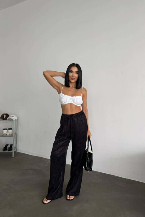 ELASTIC WAIST LACINGS DESIGNED WOMEN TROUSERS BLACK/ E ZEZE - 2