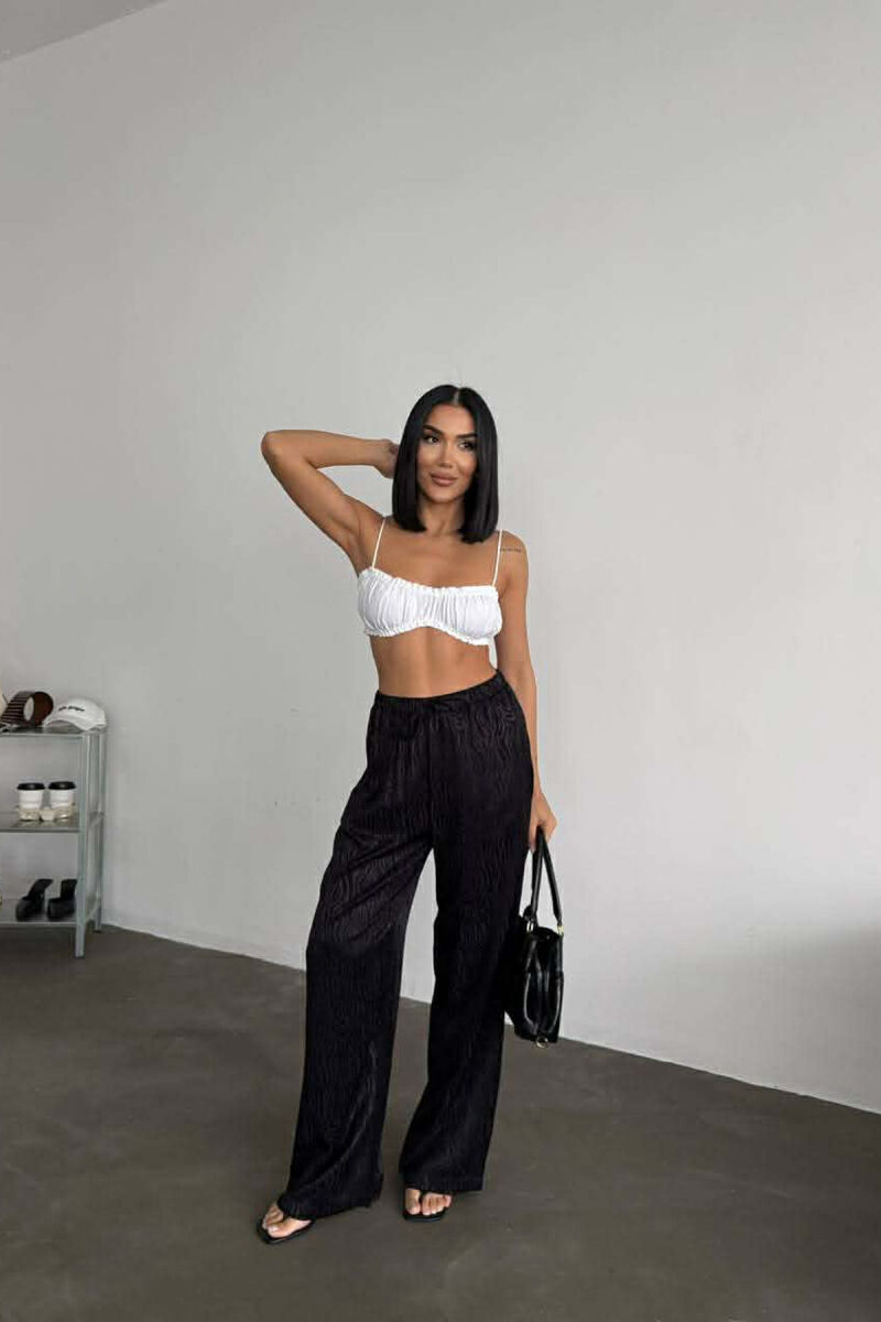 ELASTIC WAIST LACINGS DESIGNED WOMEN TROUSERS BLACK/ E ZEZE - 2