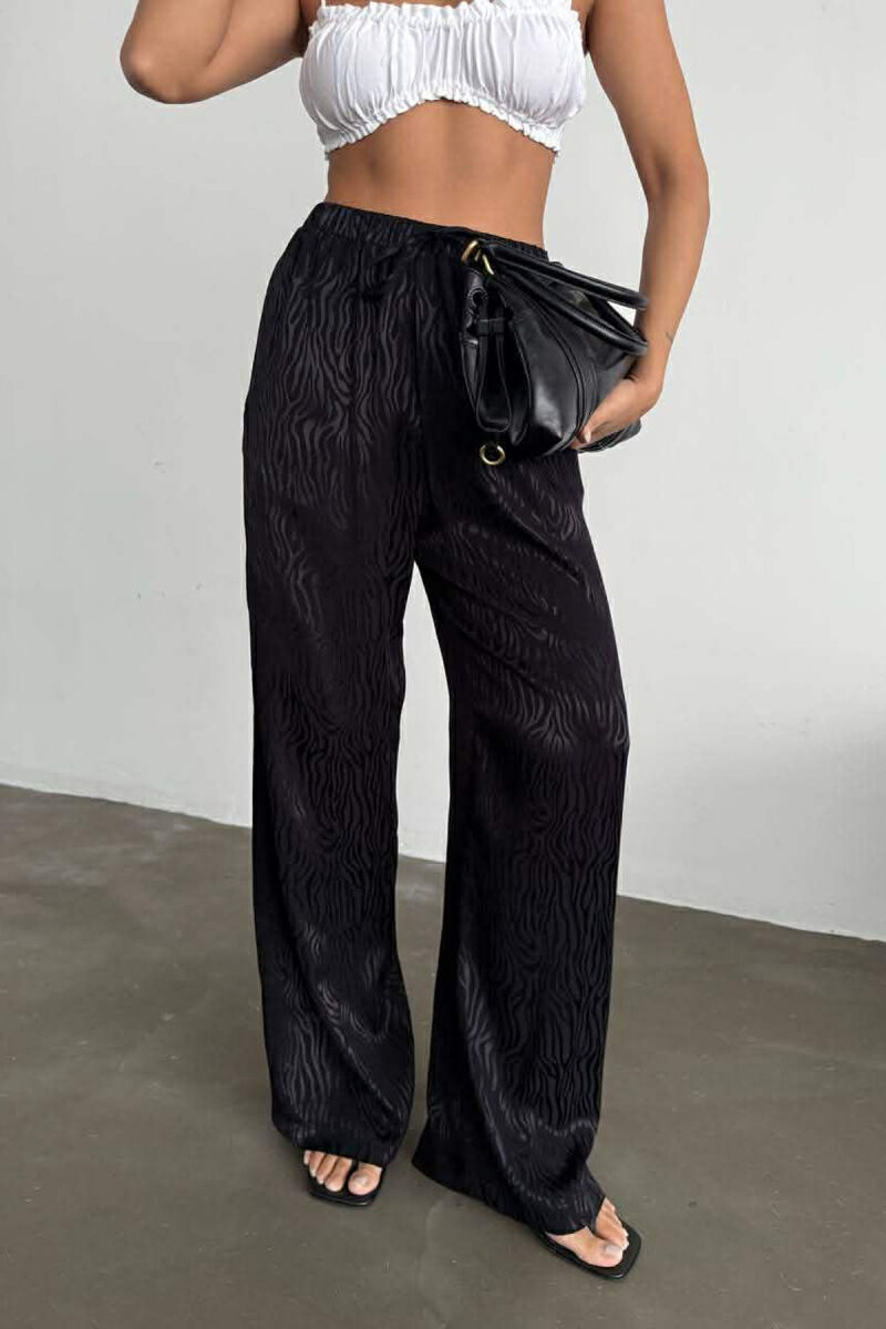 ELASTIC WAIST LACINGS DESIGNED WOMEN TROUSERS BLACK/ E ZEZE - 3