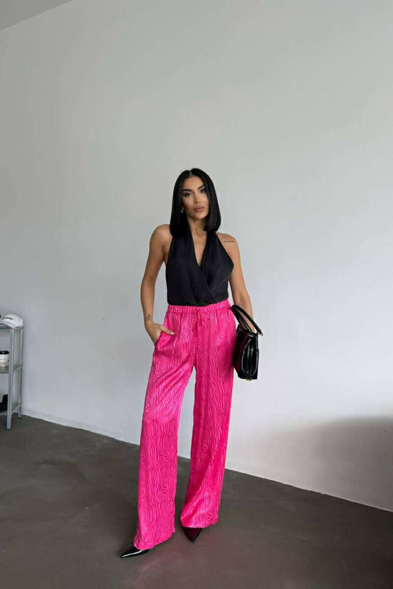 ELASTIC WAIST LACINGS DESIGNED WOMEN TROUSERS FUCHSIA/CIKLAMI - 2