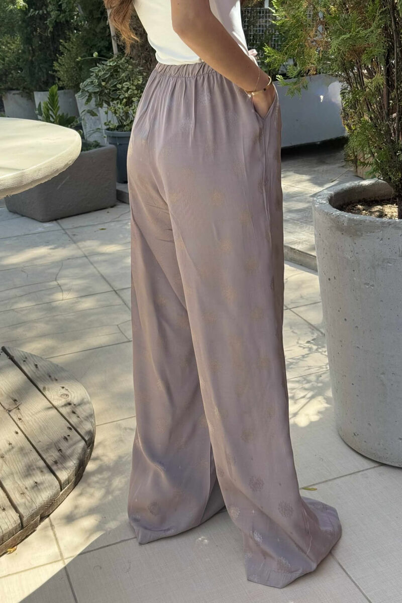 ELASTIC WAIST LACINGS DESIGNED WOMEN TROUSERS LIGHT BROWN/KAZB - 4