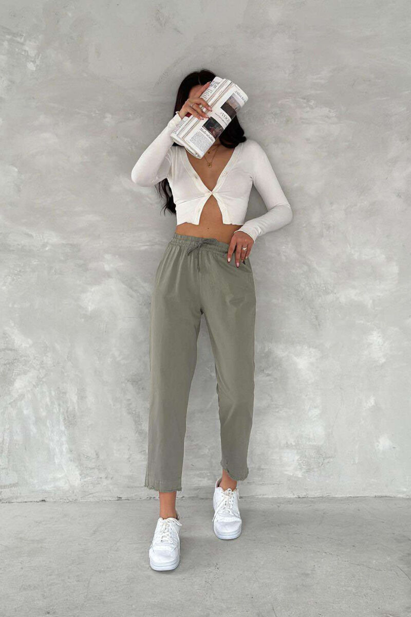 ELASTIC WAIST LACINGS ONE COLOR WOMEN TROUSERS MINT/MENTE - 2
