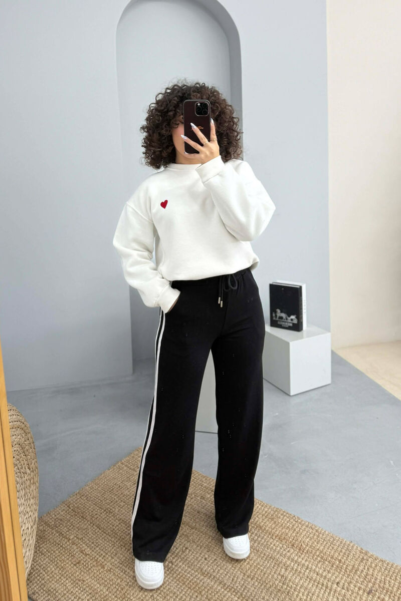 ELASTIC WAIST LACINGS STRIPED WOMEN SWEATPANTS BLACK/ E ZEZE - 7