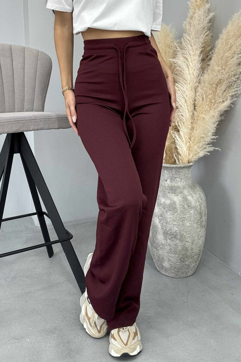 ELASTIC WAIST LACINGS WOMEN SWEATPANTS BURGUNDY/VISHNJE - 4
