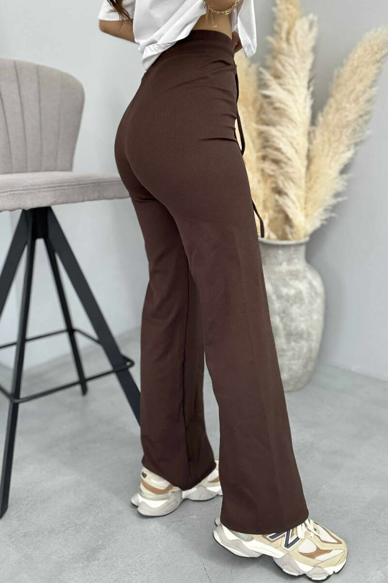 ELASTIC WAIST LACINGS WOMEN SWEATPANTS DARK BROWN/KAE - 2