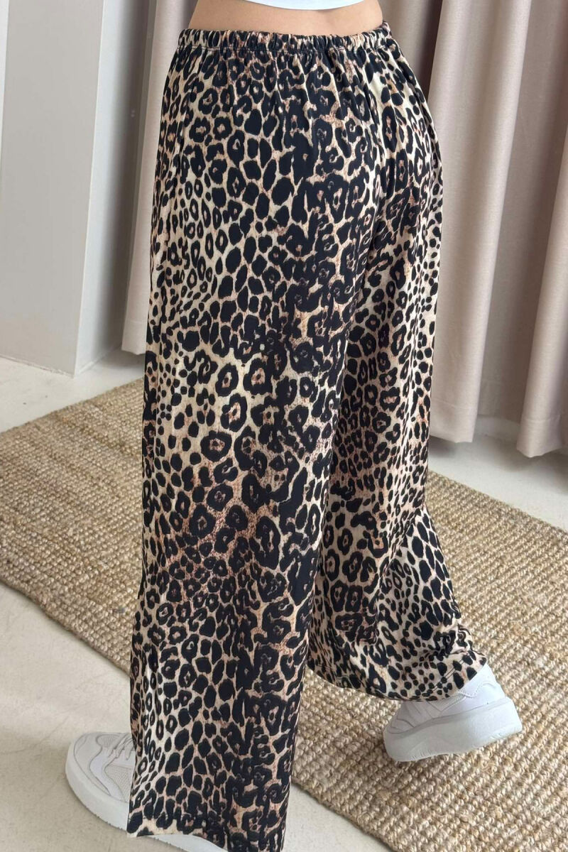 ELASTIC WAIST LEO PRINT WOMEN SWEATPANTS LEO/LEOPARD - 4