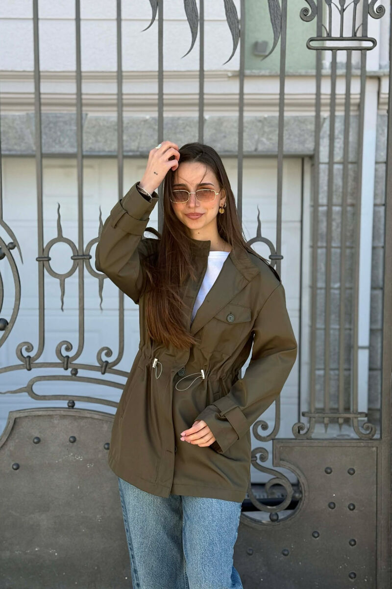 ELASTIC WAIST ONE COLOR WOMEN JACKET GREEN/JESHILE - 1