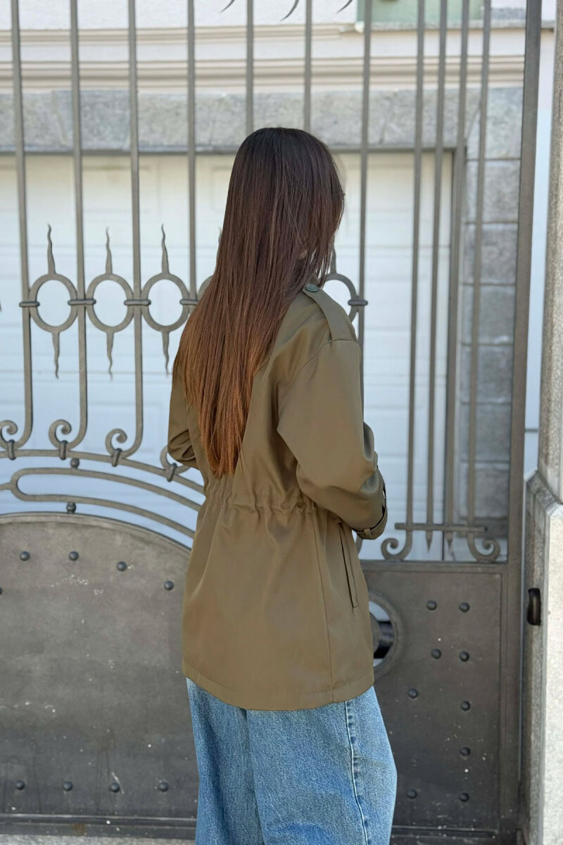 ELASTIC WAIST ONE COLOR WOMEN JACKET GREEN/JESHILE - 2