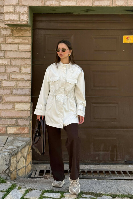 ELASTIC WAIST ONE COLOR WOMEN JACKET WHITE-E BARDHE 
