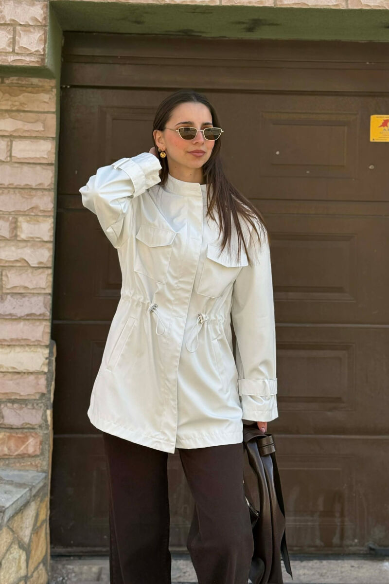 ELASTIC WAIST ONE COLOR WOMEN JACKET WHITE-E BARDHE - 3