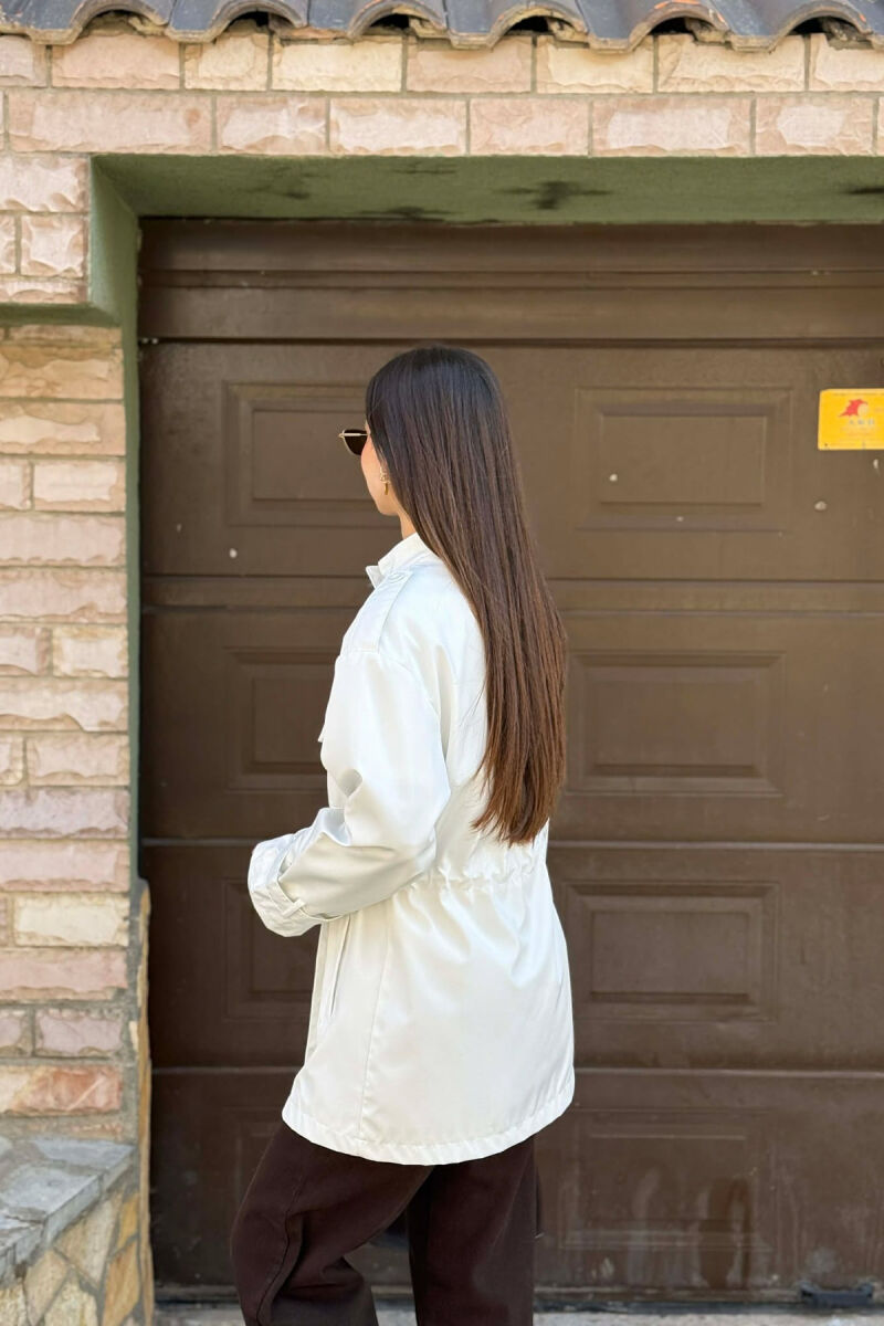 ELASTIC WAIST ONE COLOR WOMEN JACKET WHITE-E BARDHE - 5