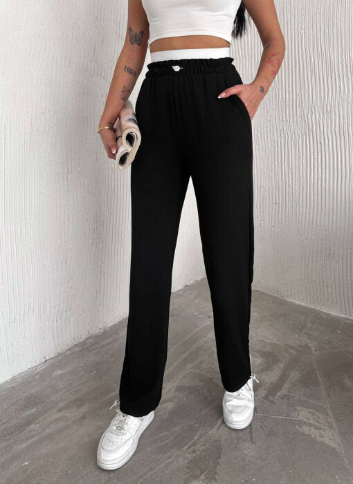 ELASTIC WAIST WOMEN SWEATPANTS IN BLACK COLOR 