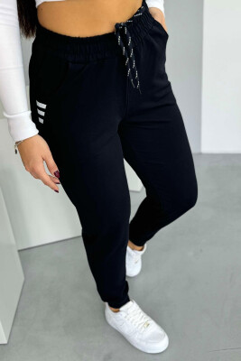 ELASTIC WAIST SIMPLE WOMEN SWEATPANTS DARKBLUE/WHITE-BEEBA 