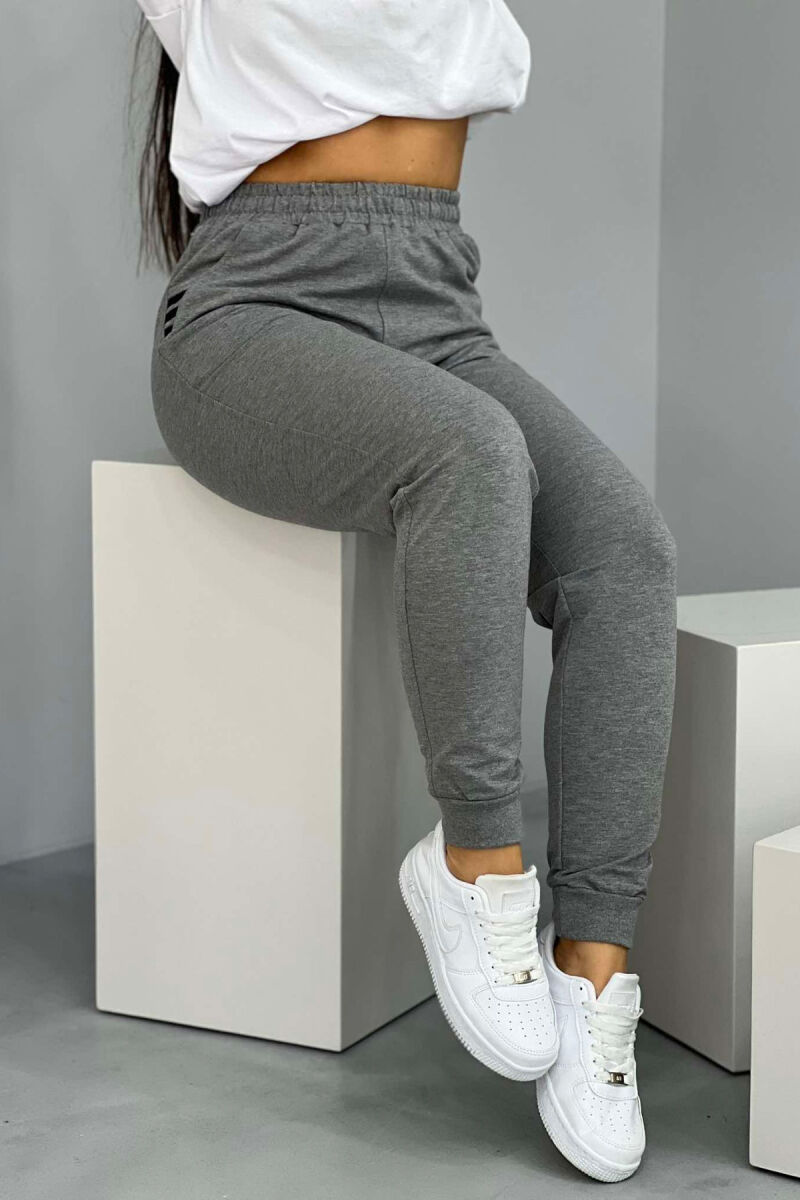 ELASTIC WAIST SIMPLE WOMEN SWEATPANTS GREY/GRI - 2