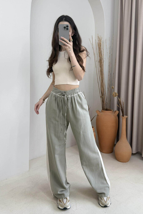 ELASTIC WAIST WIDE LEG WOMEN TROUSERS MINT/MENTE 